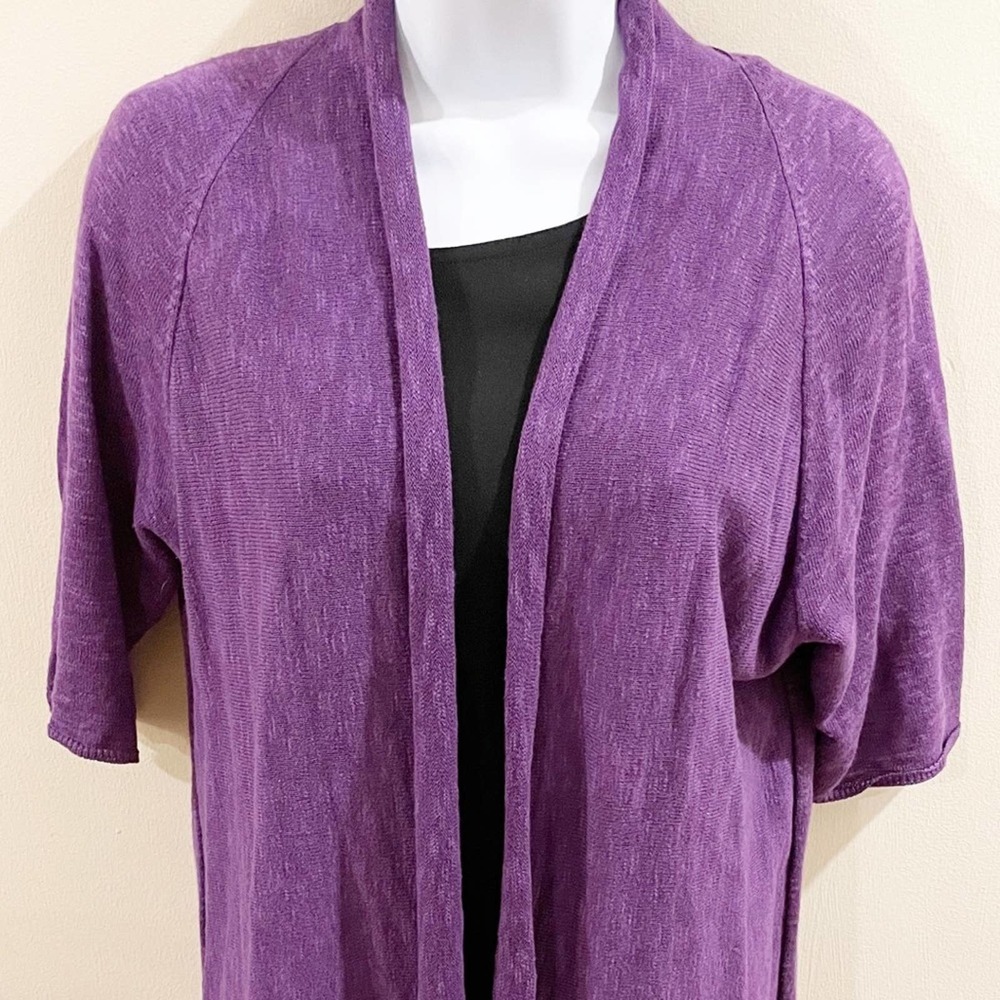 Eileen Fisher Linen Open Cardigan Purple Medium - Picture 7 of 14